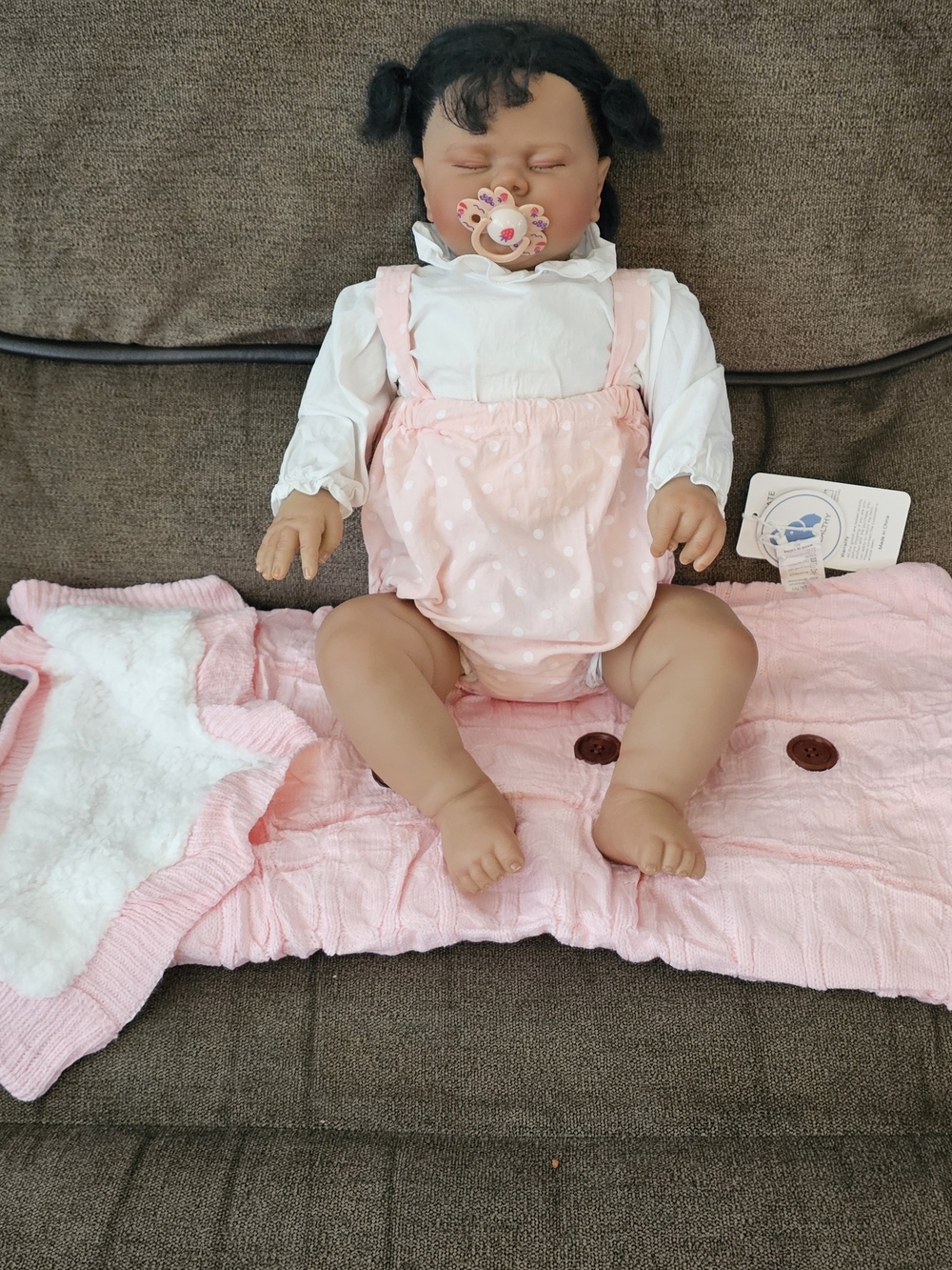 Reborn Baby Doll Pink Polka Dot Romper with Pacifier - Kids Accessories